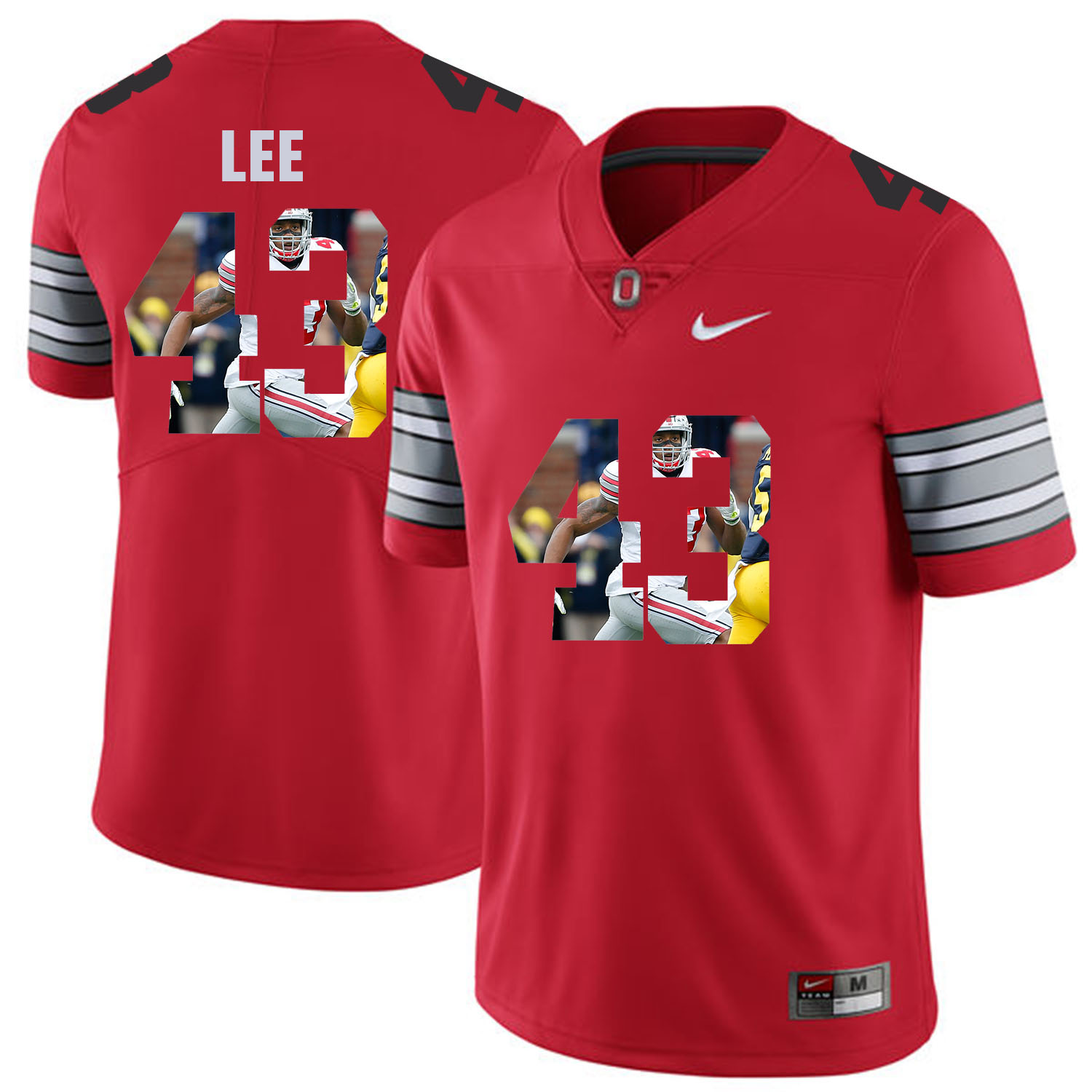 Men Ohio State 43 Lee Red Fashion Edition Customized NCAA Jerseys